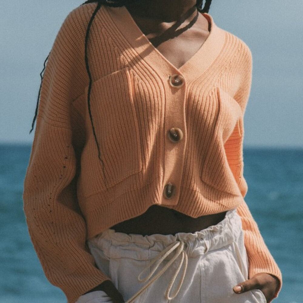 Electric & Rose NEW Cora Cardigan Sweater Orange Melon Color Womens Sz Small NWT - Picture 3 of 14